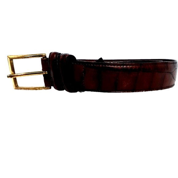 Bally Brown Bella Croc Leather Belt. SIZE : 34 / 85 USA Crook Horn handmade USA - Picture 2 of 9